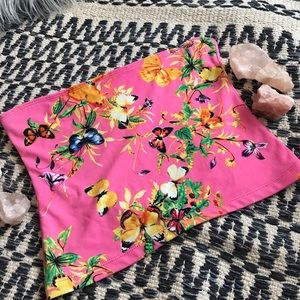 Vintage Late 1980’s le Chateau Pink Floral Butterfly Printed Bandeau Top Size S